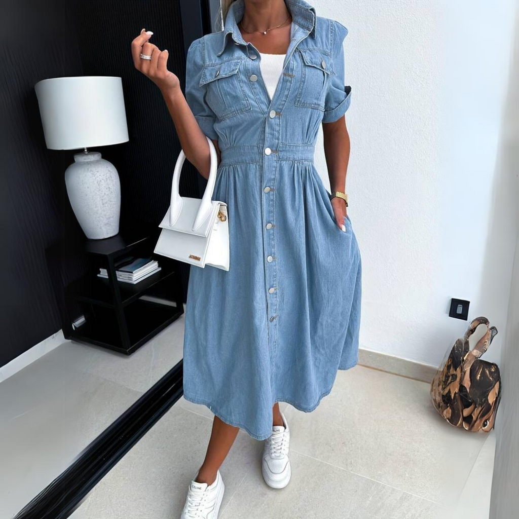 Vestido Vaquero Casual Para Mujer – Corte Cómodo