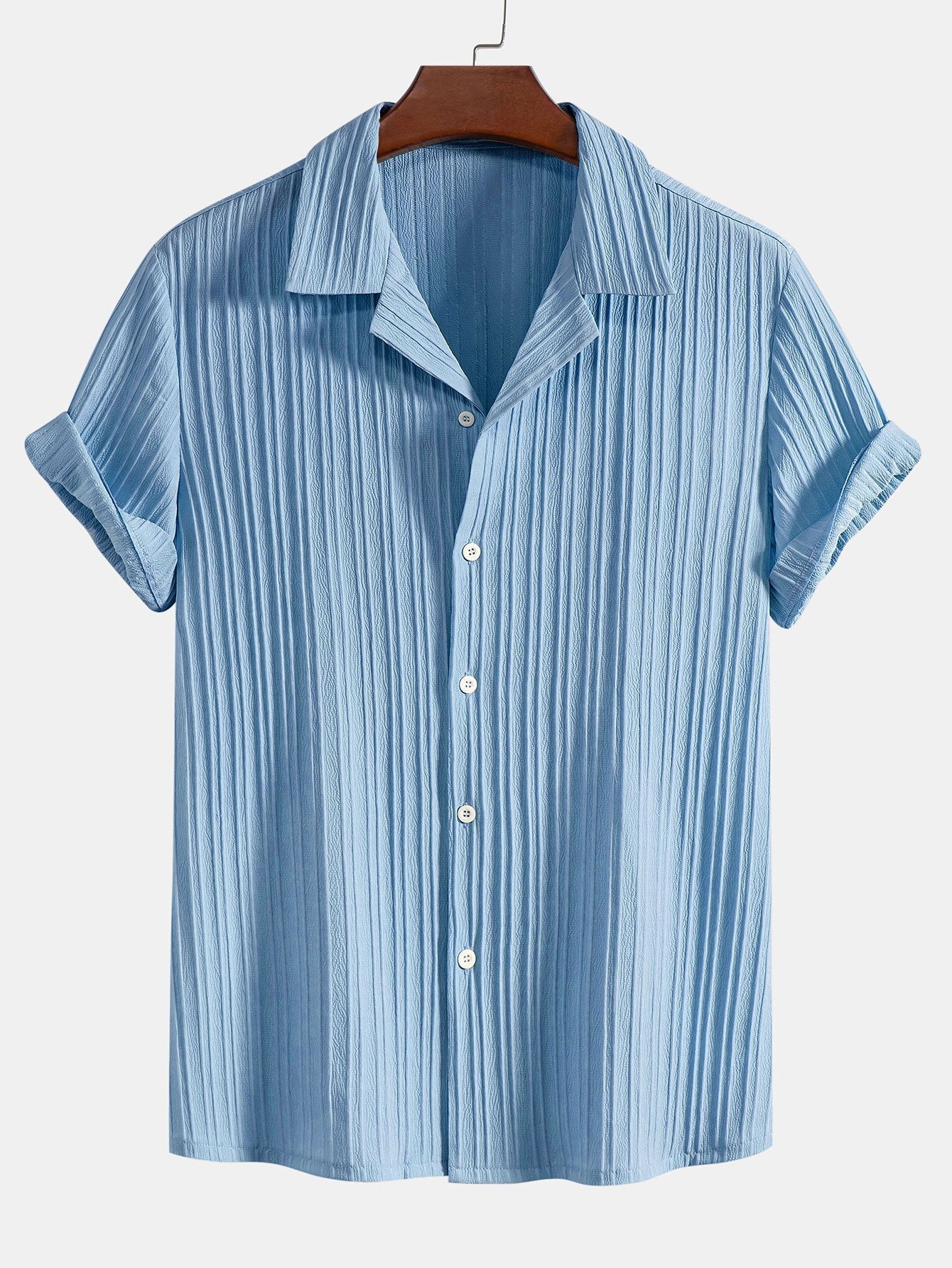 Conjunto Camisa Cubana Jacquard a Rayas y Pantalón