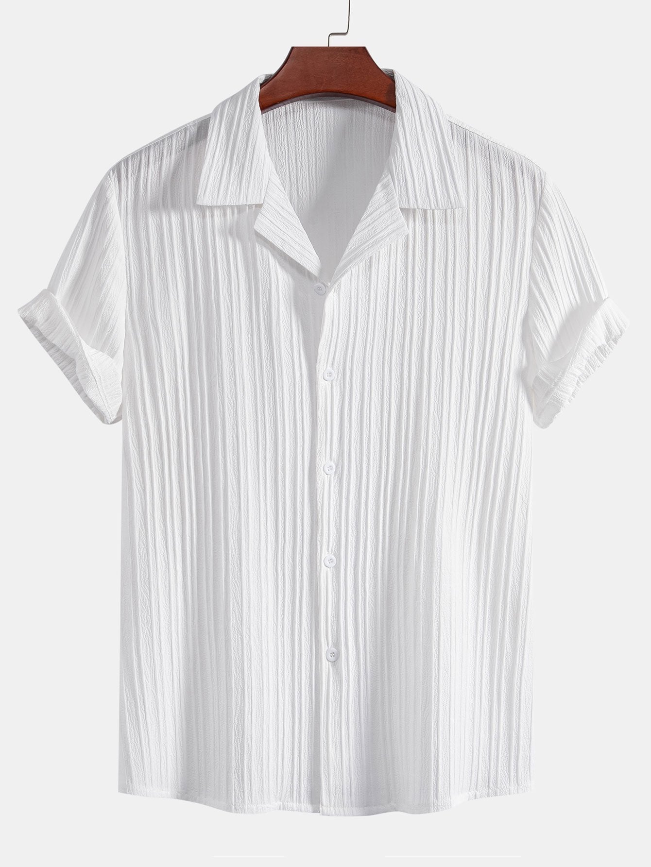 Conjunto Camisa Cubana Jacquard a Rayas y Pantalón