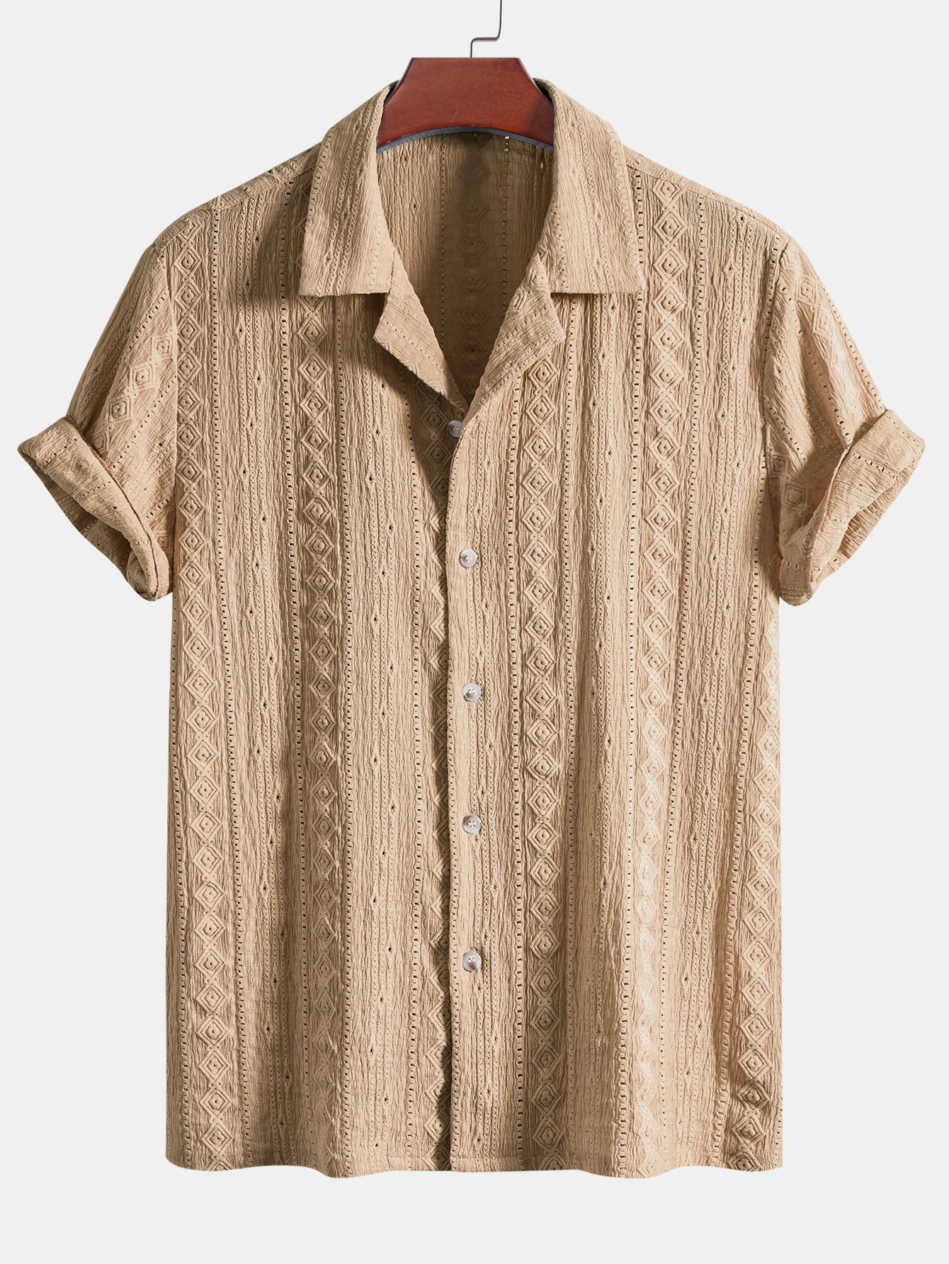 Conjunto Camisa Cubana Jacquard y Pantalón Recto Lino