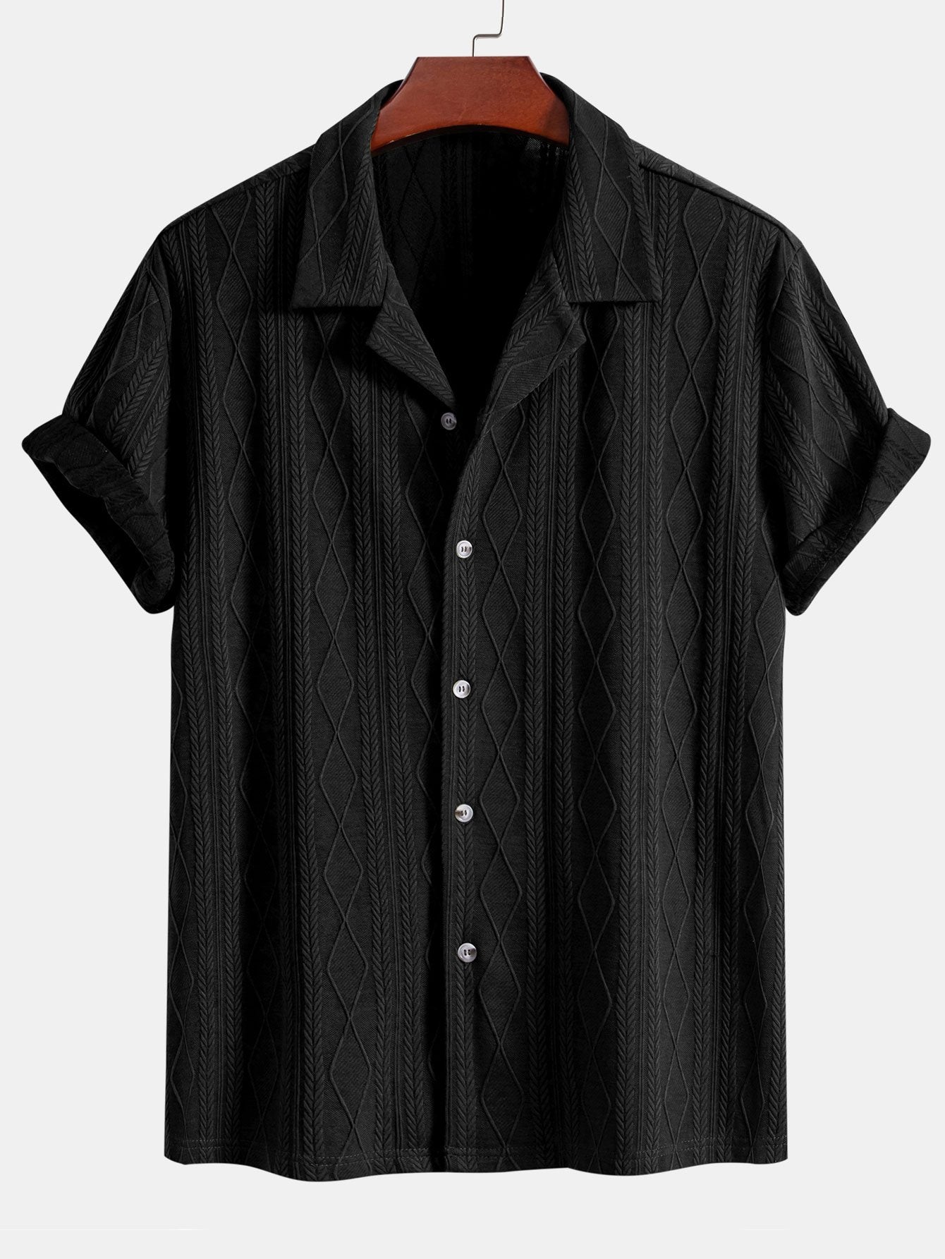 Conjunto Camisa Cubana Jacquard y Pantalón Recto