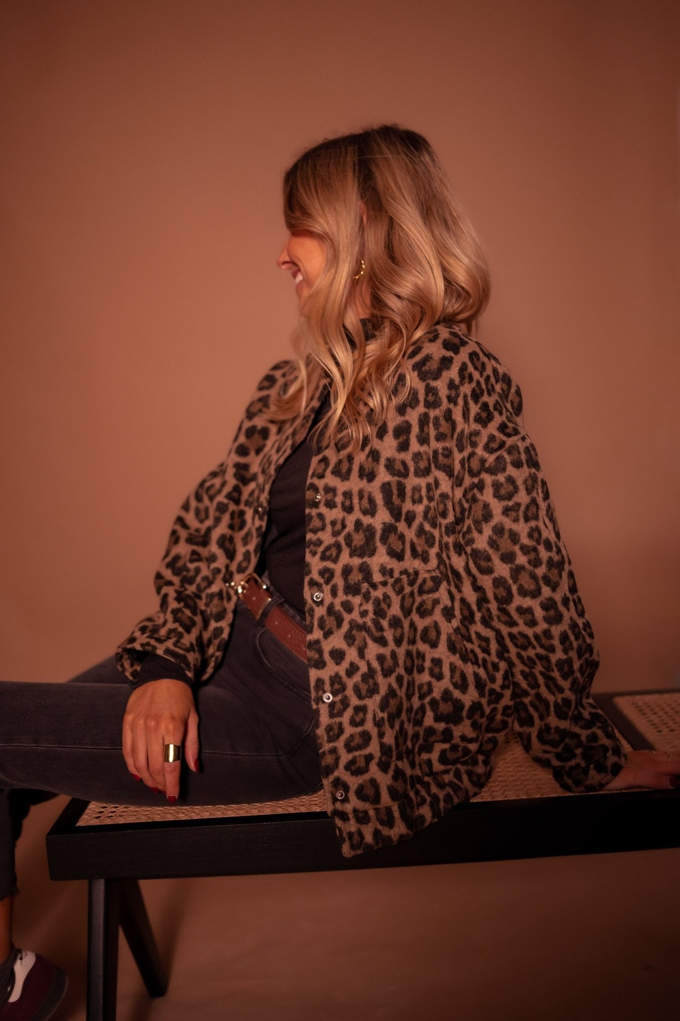 Chaqueta Corta con Estampado de Leopardo Mujer