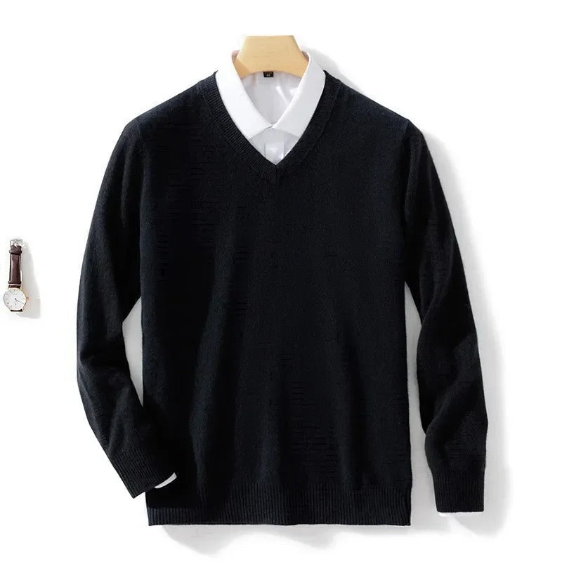 Jersey De Hombre De Cachemira Con Cuello En V Ajustado