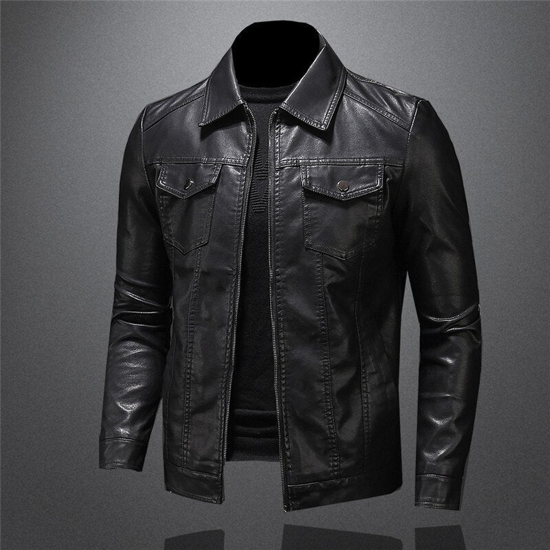 Chaqueta De Piel Vegana Entallada Estilo Urbano